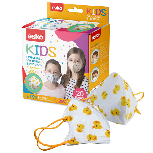 Face Masks for Kids age 4-10 Ducks - Pack 20