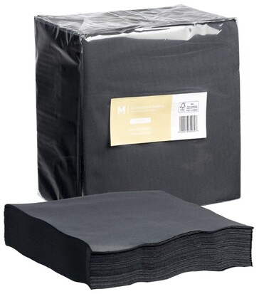 Quilted Dinner Napkins 1/4 Fold - Black, 400mm x 400mm, 2 Ply - Matthews