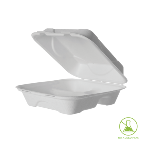 Sugarcane Clam 8x8x3in WHITE 3COMP SC EP White 203 x 203 x 76 - Detpak