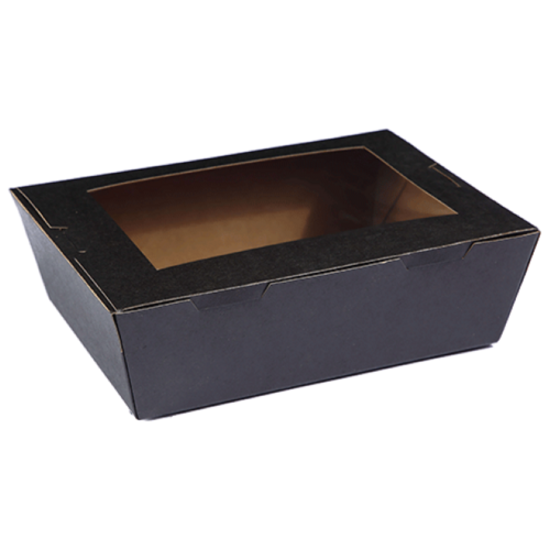 Large Window Lunch Box (1900ml) Black 195 x 140 x 65 - Detpak