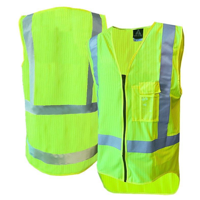 Hi-Vis Vest, Zip, D/N, Flame Ret, Yellow-Size 4Xl