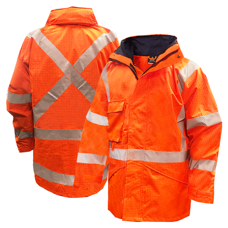 Hi Vis-Rain Jacket ,Flame Retardant, Orange Ttmc-Size S