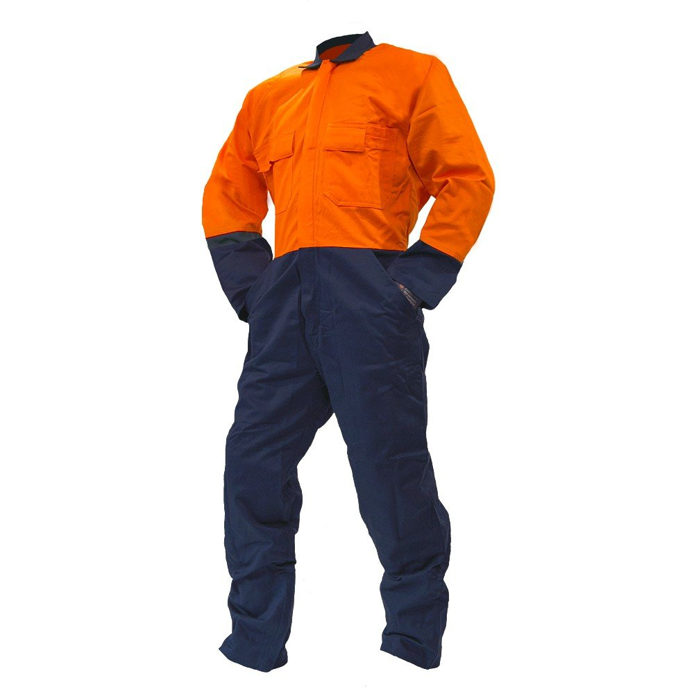 Overall Ls, 300Gsm Cotton, Orange/Navy Do-Size 7