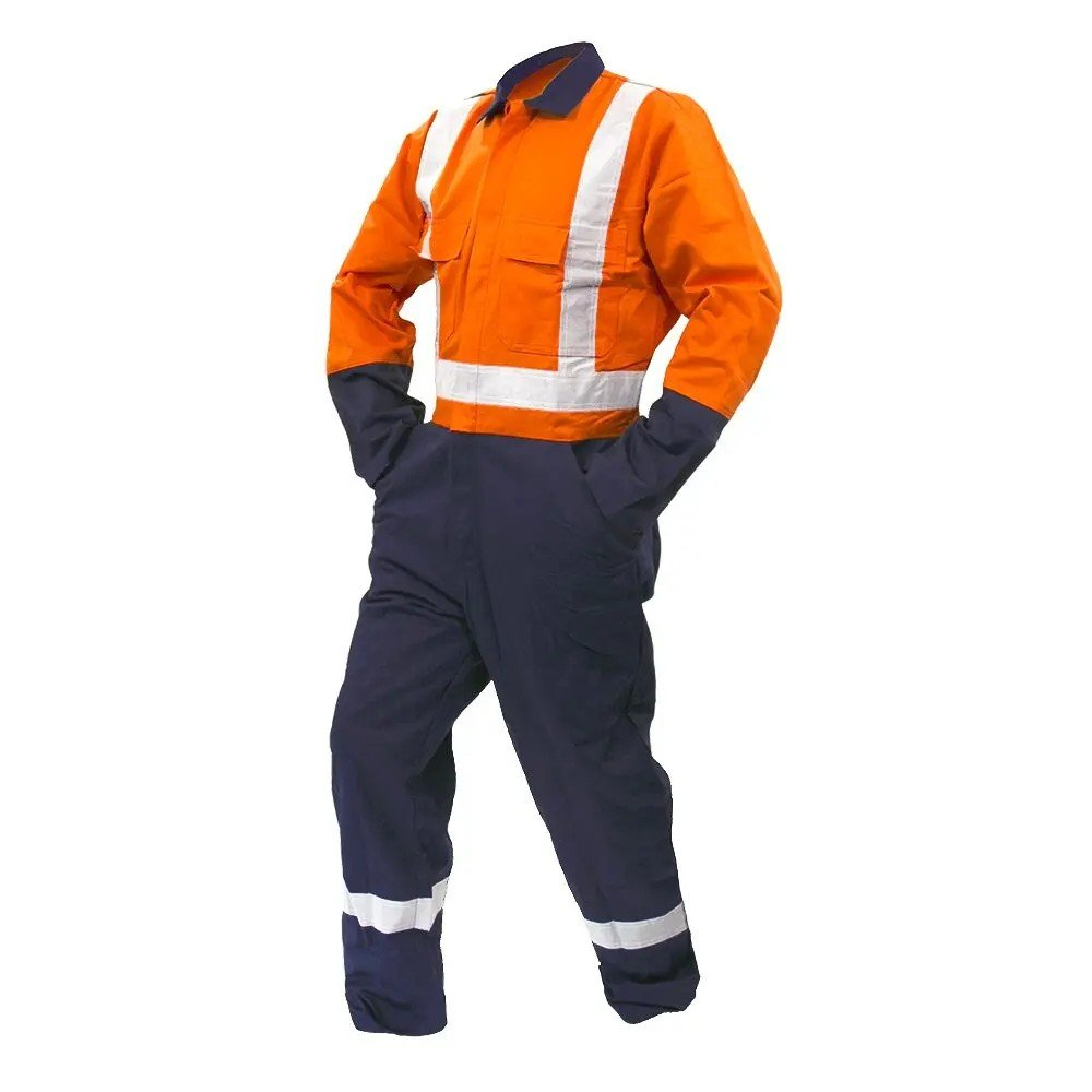Overall Ls, 200Gsm Cotton Ripstop, Orange/Navy Dn-Size 16