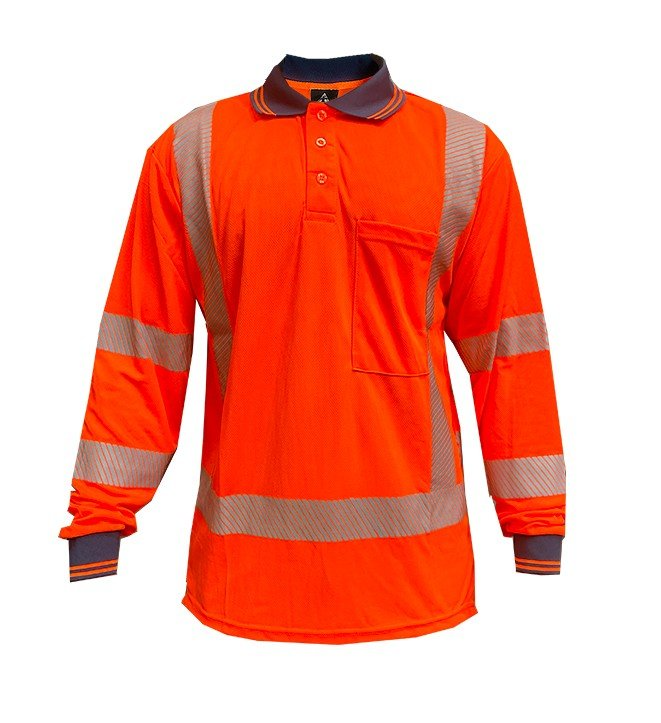 Polo Shirt Ls, Ttmc, Side Vents, Transfer Tape-Size L