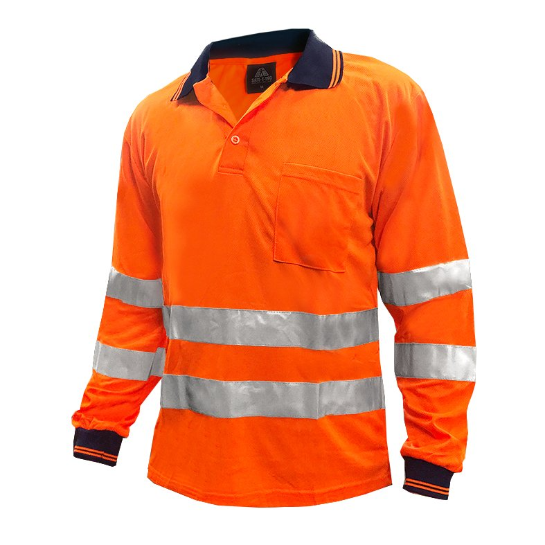 Polo Shirt, Ls, Orange, Tape Au Style-Size 4Xl
