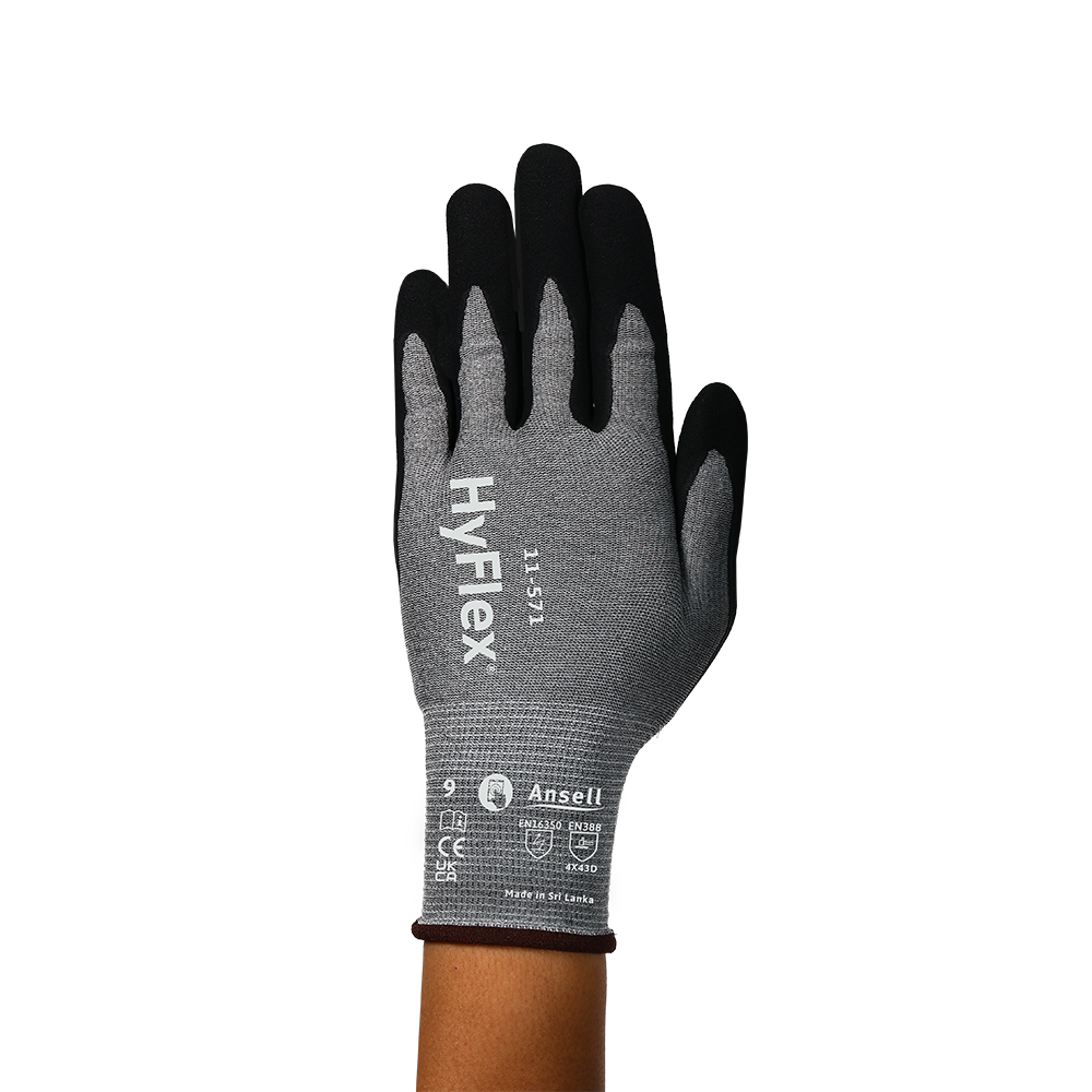 Ansell Hyflex 11-571 Nitrile-Coated Cut Resistant Gloves – Lightweight and Durable - L