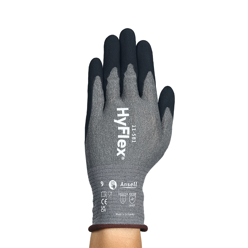 Ansell Hyflex 11-581 Nitrile-Coated Cut Resistant Gloves – Ultra Light, Highest Cut Protection - L