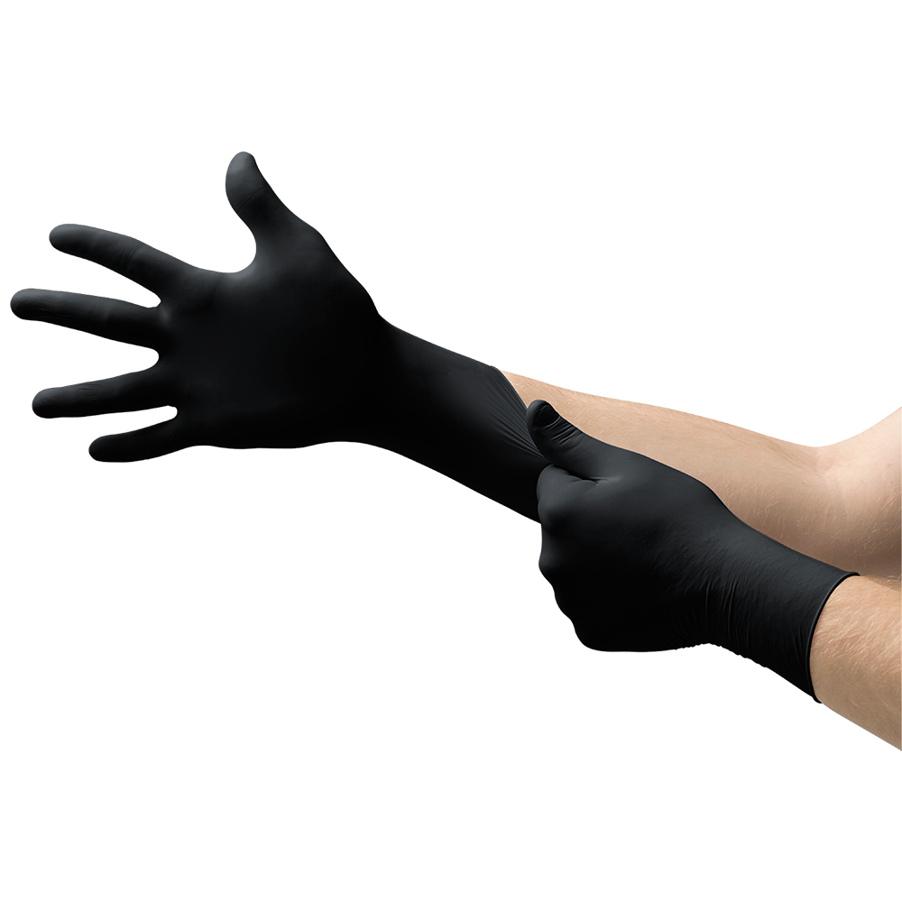 Ansell MicroFlex 93-852 Black Nitrile Fully Textured Disposable Gloves - L