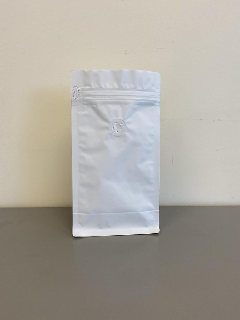 Coffee Pouches with valve + Pull Tab Ziplock (Matte White) 1kg