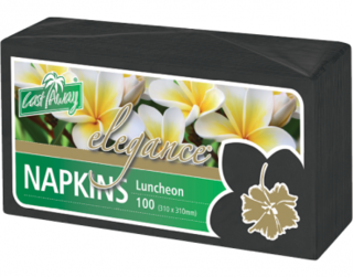 Elegance' Luncheon Napkins, Quarter Fold, Black - Castaway
