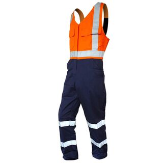 Overall Action Bib, 300Gsm Cotton, Orange/Navy,D/N-Size 12