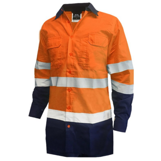 150Gsm Cotton Ripstop Shirt, Ls, Orange Blue, Dn-Size M