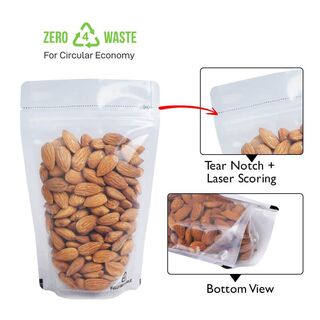Stand up Pouch 500g Recyclable Clear w Zip no Valve 180w x 290h x (50 + 50)g